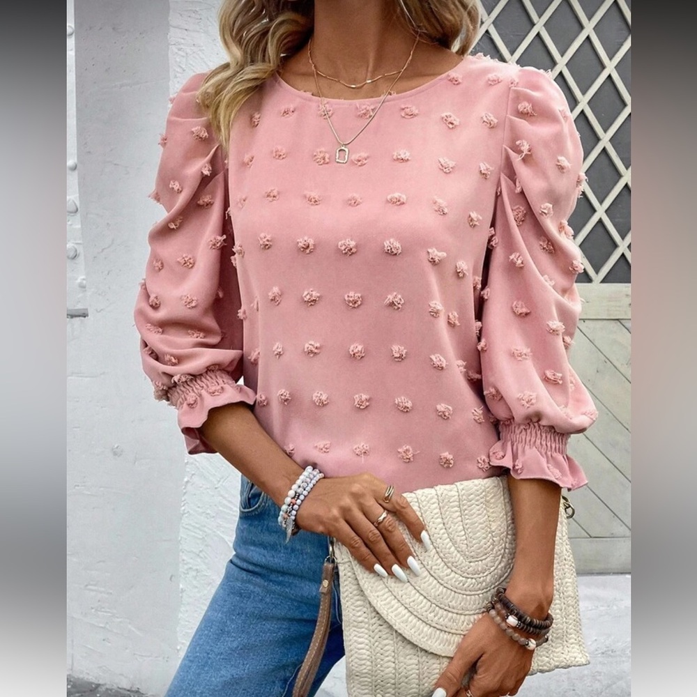 Boho dusty pink Swiss dot top - Picture 6 of 6